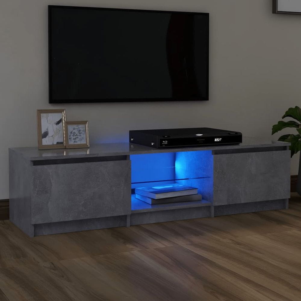 Vidaxl TV skrinka s LED svetlami betónovo-sivá 140x40x35,5 cm
